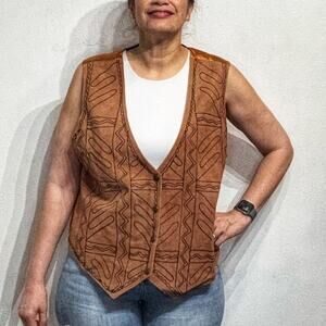 Resource Tan Vintage Leather Vest Sz 2X